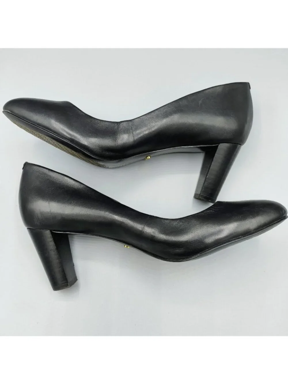 Lauren Ralph Lauren Womens Black Leather Block Heel Pumps (Size 8B)